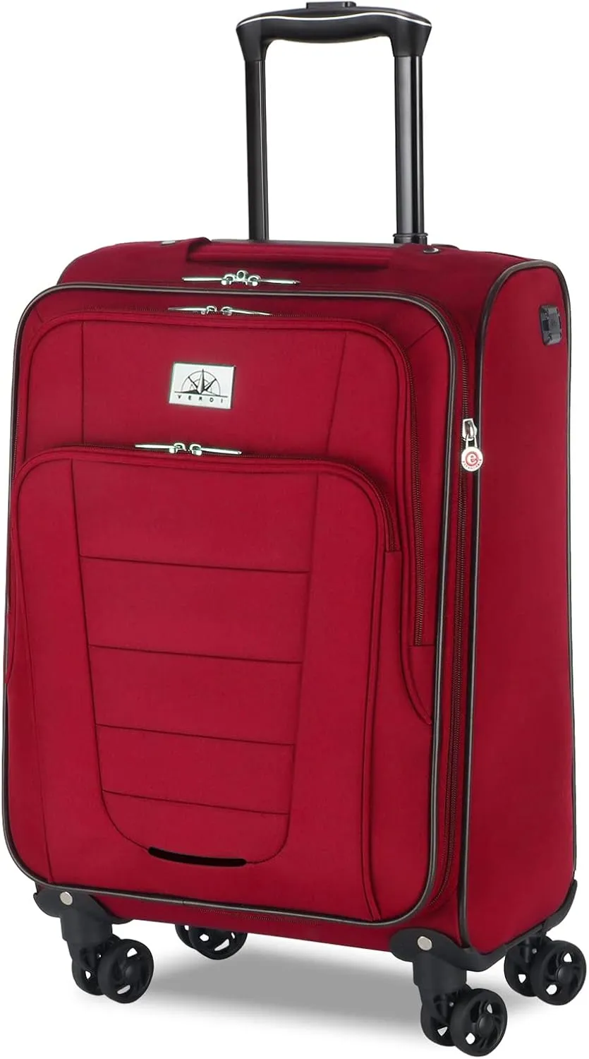 Verdi Travel Carry On Luggage with Spinner Wheels Softshell Lightweight Expandable 20 Inch Suitcase with USB Charging Port and 8-wheel Spinners Carryon Bag