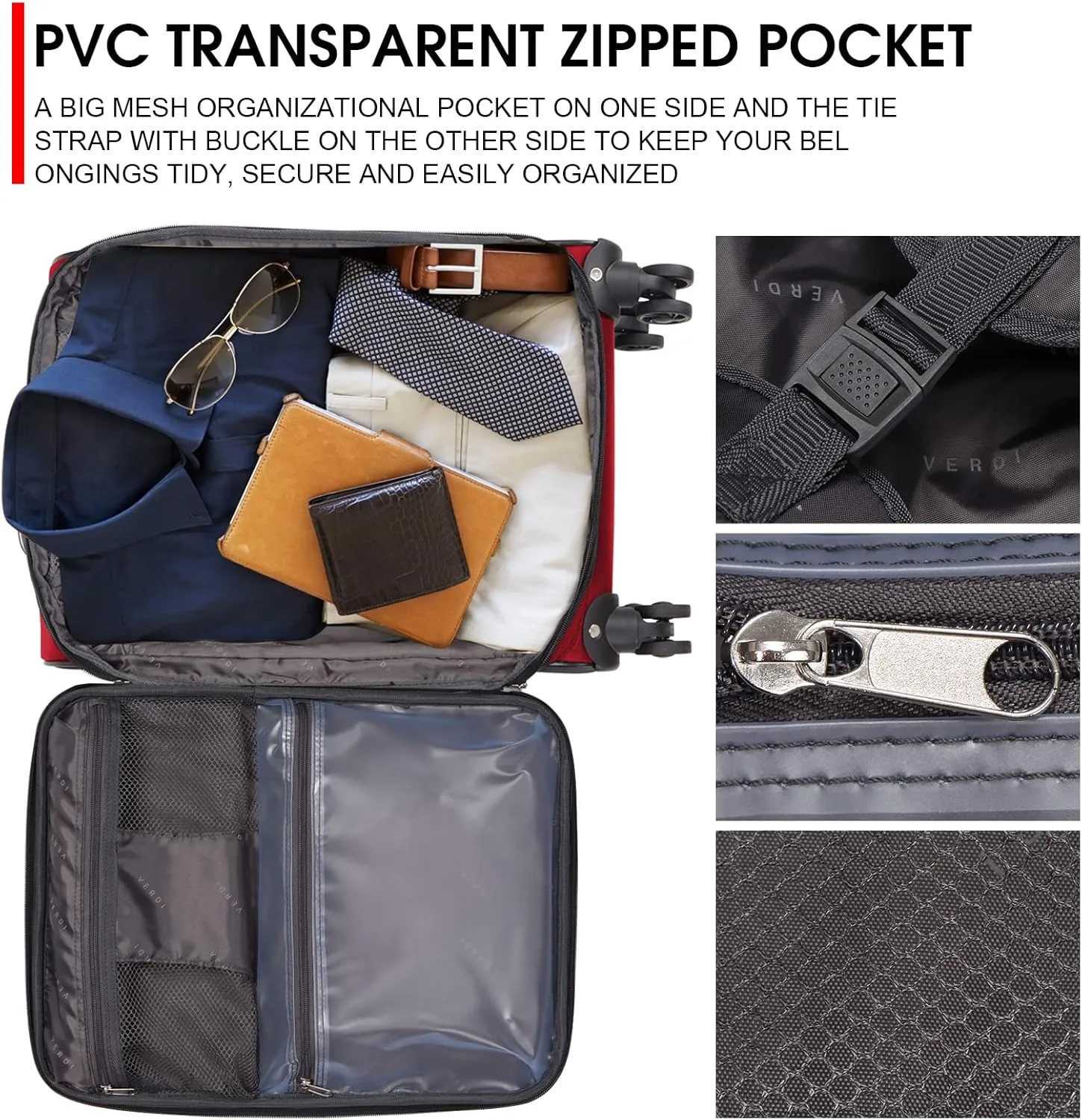 Verdi Travel Carry On Luggage with Spinner Wheels Softshell Lightweight Expandable 20 Inch Suitcase with USB Charging Port and 8-wheel Spinners Carryon Bag