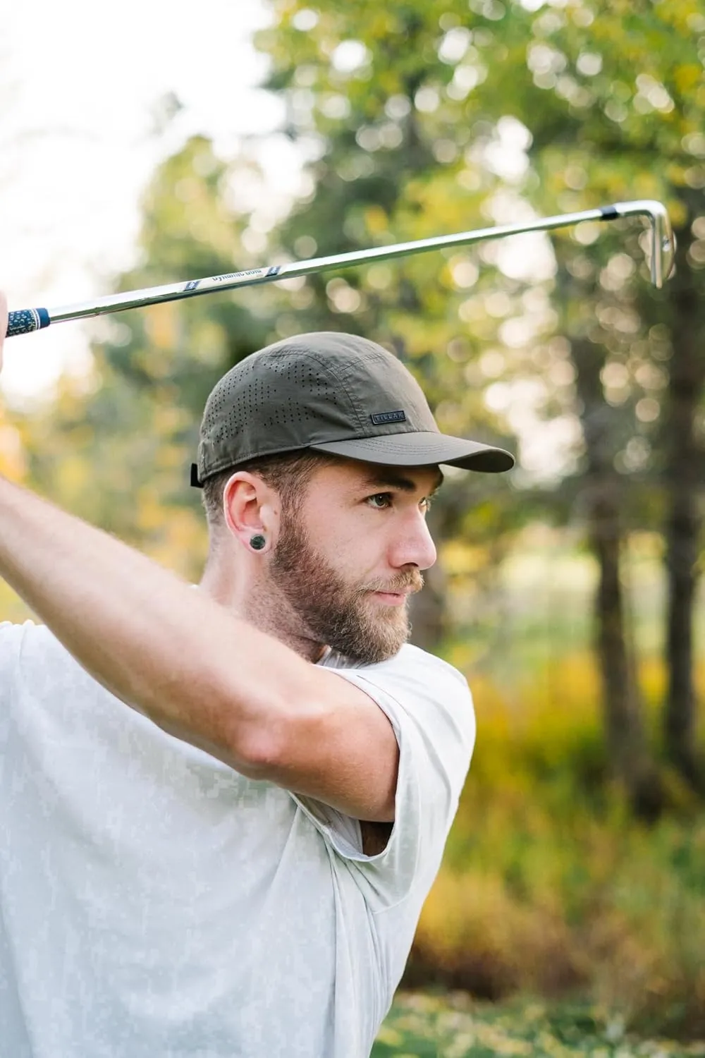 Vista Hat, Lightweight Nylon 5 Panel Cap with Snap Closure and Laser-Cut Ventilation