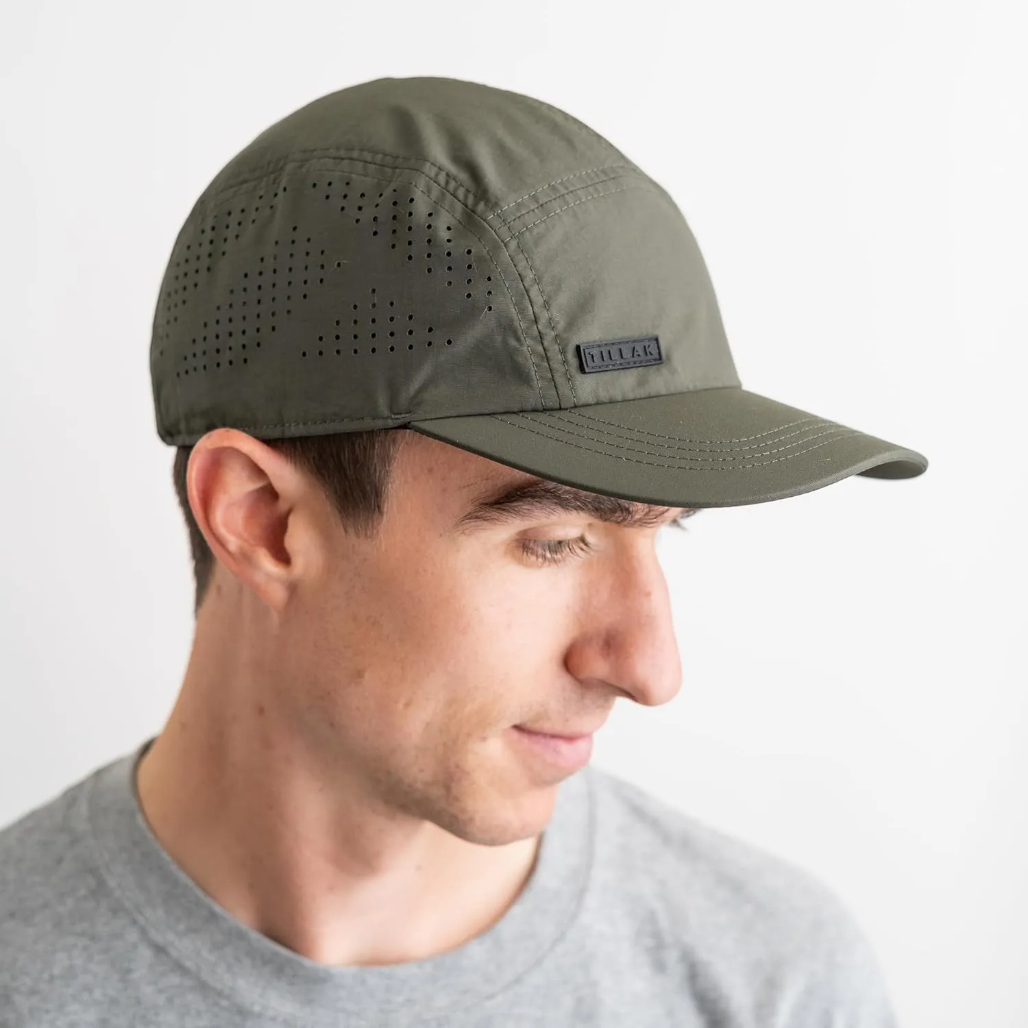 Vista Hat, Lightweight Nylon 5 Panel Cap with Snap Closure and Laser-Cut Ventilation