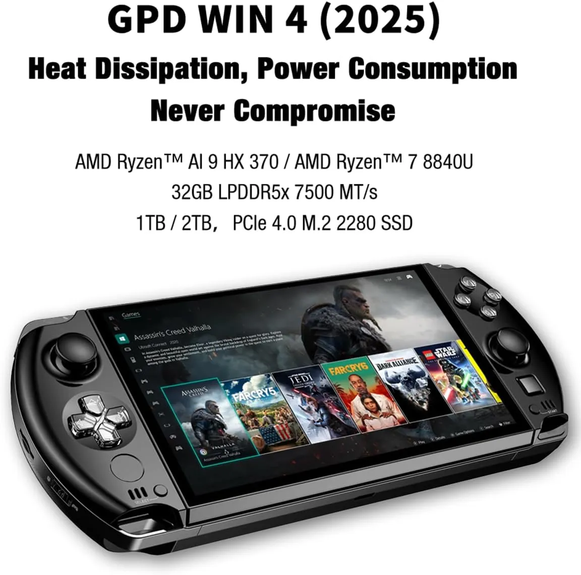 WEELIAO GPD Win 4 2025 Handheld Gaming PC with AMD Ryzen 7 8840U CPU | AMD Radeon 780M GPU,6"1920 × 1080 Touchscreen OcuLink eGPU Support, Win11 Pro, Portable Gaming Laptop (32GB LPDDR5XRAM   1TB SSD)