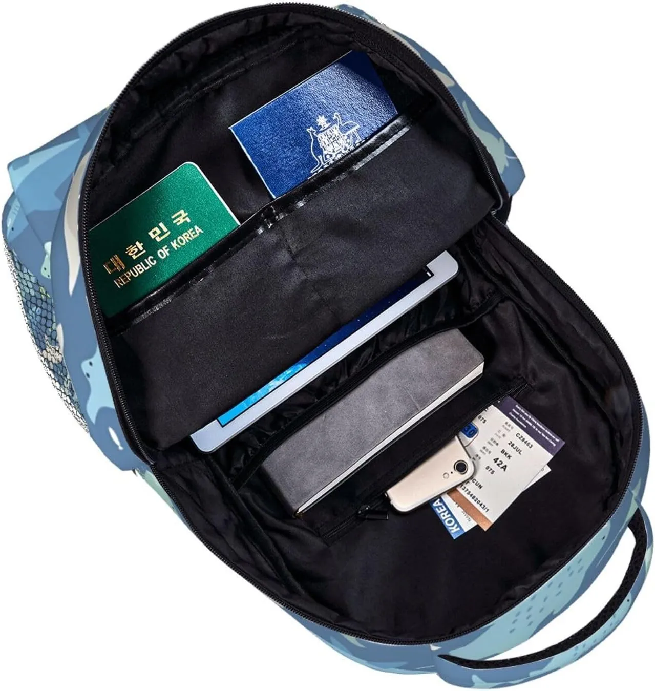 White Shark And Fishes Backpacks 15 Inch Laptop Backpack Multipurpose Double Shoulder Bag For Men Women Gifts