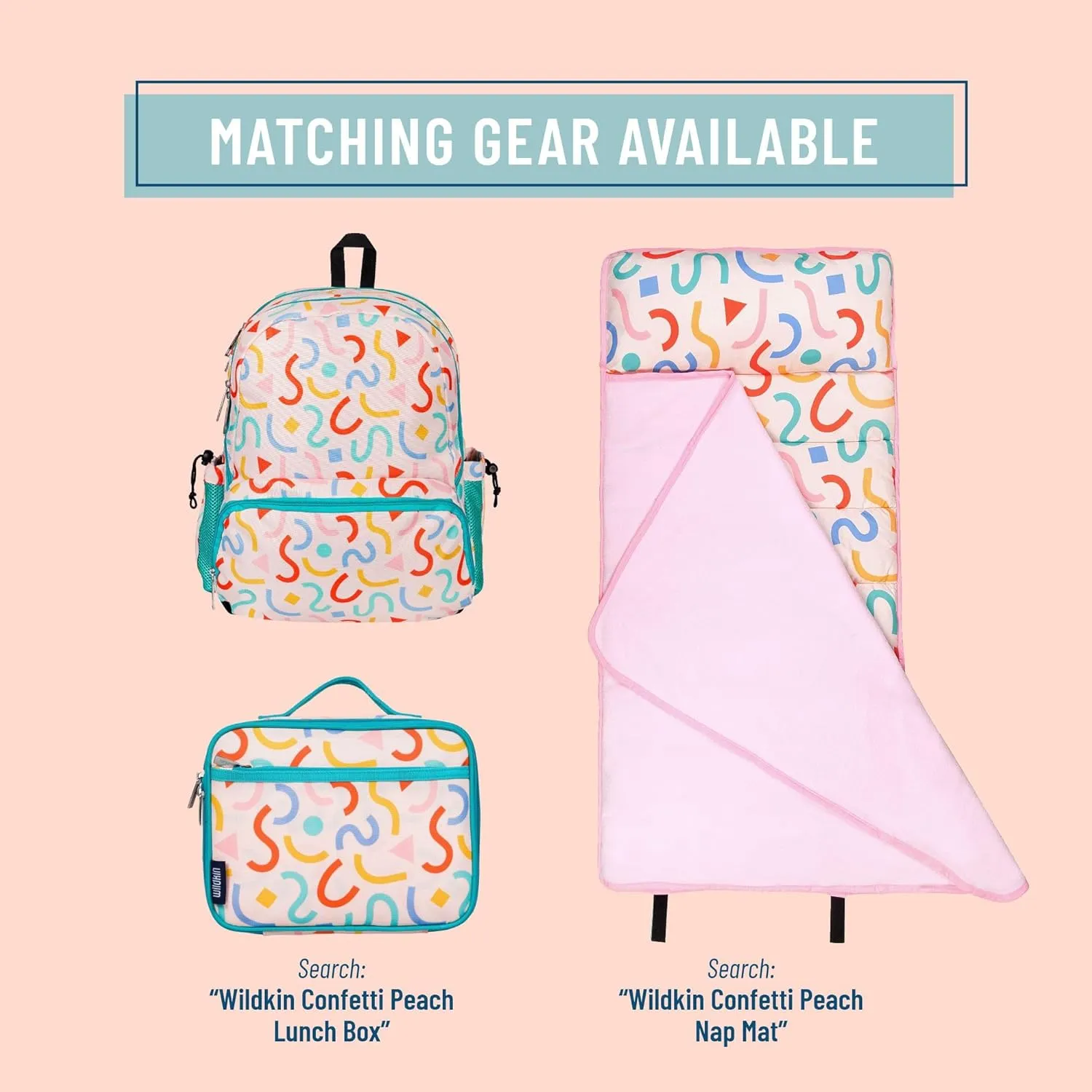 Wildkin 17-inch Kids Backpack – Durable, Lightweight School Bag for Boys & Girls - Confetti Peach