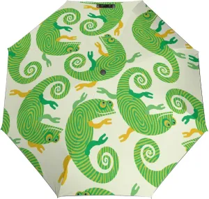 Windproof Travel Umbrellas for Rain,Cute Chameleon Green Durable & Compact Umbrella-Waterproof Canopy for Backpack, Purse, Portable, Umbrella for Travel