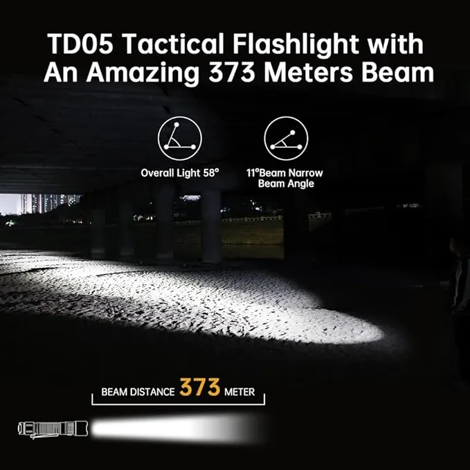 Wurkkos TD05 Rechargeable Flashlights USB C, Max 1800Lumen Tactical Led Flashlight Dual Switch Design, 373M Long Range EDC Flashlight, IP68 Waterproof Flashlight for Indoor Outdoor Usage