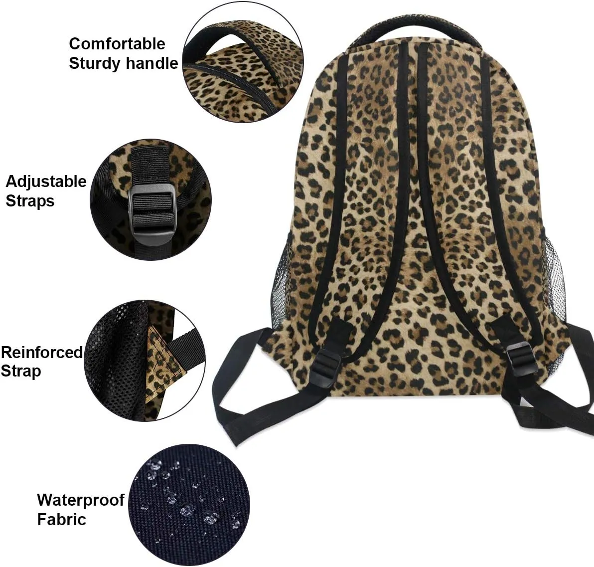 ZZKKO Leopard print Vintage Boys Girls School Computer Backpacks Book Bag Travel Hiking Camping Daypack